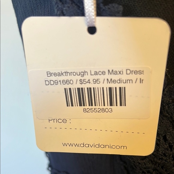 NWT Davi & Dani Dark Blue Lace-Trimmed Maxi Dress - Picture 4 of 13